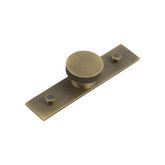 Thaxted Cupboard Knobs 40mm Plain Backplate Antique Brass - Hoxton Kits